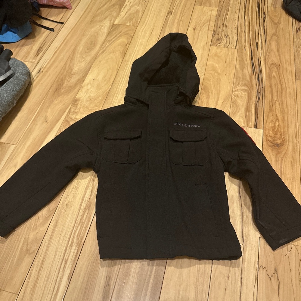 Black fall jacket size 5/6 weatherproof